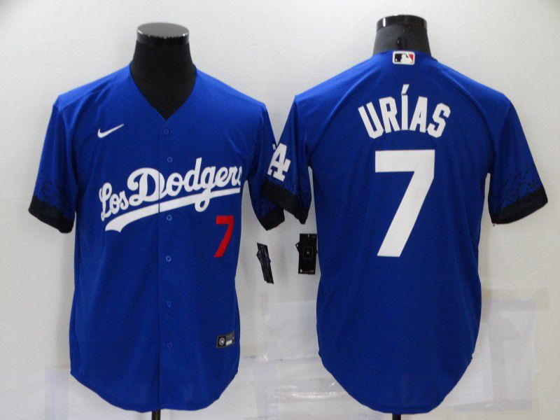 Men Los Angeles Dodgers #7 Urias Blue City Edition Game Nike 2021 MLB Jerseys